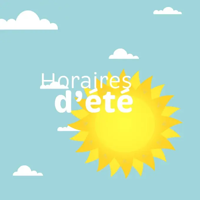 Illustration montrant un ciel bleu, des nuages et un soleil