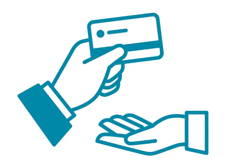 Illustration représentant des mains se donnant une carte bleue