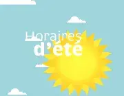 Illustration montrant un ciel bleu, des nuages et un soleil