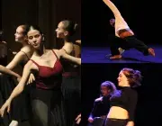 Photo montrant des danseuses et un danseur sur scène en spectacle