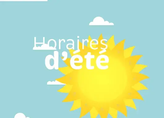Illustration montrant un ciel bleu, des nuages et un soleil