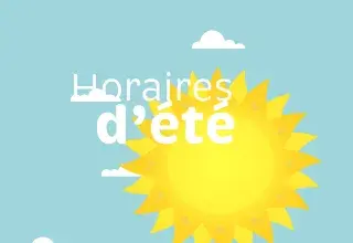 Illustration montrant un ciel bleu, des nuages et un soleil